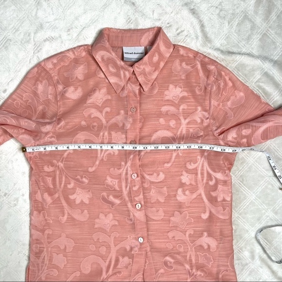 Vintage Alfred Dunner Button Up Scrollwork Blush Sheer Top Blouse Size 6 Petite - Picture 14 of 16